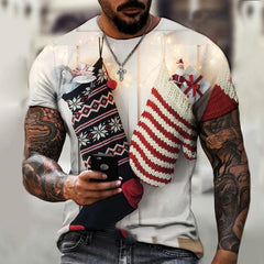 Christmas Men's 3D T-Shirt Digital Print Short Sleeve