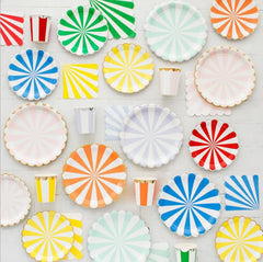 44pcs/set Multicolor Stripe Gold Foil Disposable Tableware Plate Cup Napkin Christmas New Year Birthday Party Decor Supplies