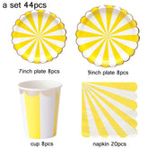 44pcs/set Multicolor Stripe Gold Foil Disposable Tableware Plate Cup Napkin Christmas New Year Birthday Party Decor Supplies