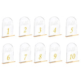 Acrylic Table Number Signs 10 Pcs Set Clear Table Number Cards for Wedding Restaurant& Graduation Activities