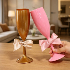 Colorful Bow Champagne Flute Cups Reusable Acrylic Wine Glasses for Birthday Bachelorette Engagement