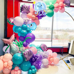 125pcs Marine Animal Themed Garland Arch Kit, Birthday Party Balloon Decoration, Anniversary Indoor and Outdoor Scene Decoration