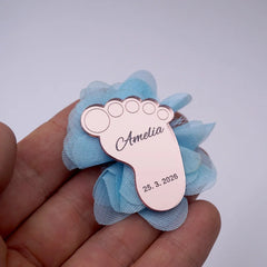 Personalized Baby Footprint Mirror Acrylic Party Favor Custom Name First Birthday Baby Shower Decorations Keepsake Gift