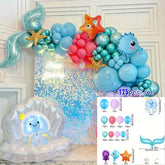 125pcs Marine Animal Themed Garland Arch Kit, Birthday Party Balloon Decoration, Anniversary Indoor and Outdoor Scene Decoration