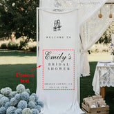 Personalized Bridal Shower Welcome Fabric Sign Boho Wedding Backdrop Banner Rustic Outdoor Engagement Party Bachelorette Decor