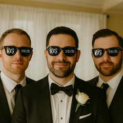 Personalised Set of 2 Black and White Pearl Heart Sunglasses Custom Initials Heart Sunglasses Wedding Photo Prop Bridal Shower