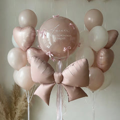 Pink Bow Love Balloon Set Transparent BOBO Balloon Pink Ribbon Bow for Birthday Wedding Shower Mother's Day Balloon Decoration