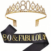 Birthday Tiara Crown Sash Women Girls 30Th 40Th 50Th 60Th 70Th 80Th Fabulous Happy Birthday Party Decoration Favor Gifts