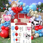110pcs Red Blue Farm Animal Themed Balloon Garland Arch Kit,suitable for Birthday Farm Themed Birthday Party Decoration Supplies