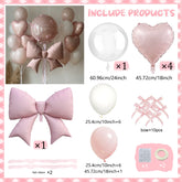 Pink Bow Love Balloon Set Transparent BOBO Balloon Pink Ribbon Bow for Birthday Wedding Shower Mother's Day Balloon Decoration