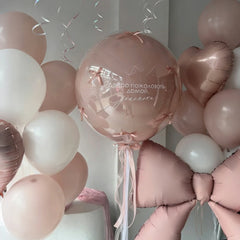 Pink Bow Love Balloon Set Transparent BOBO Balloon Pink Ribbon Bow for Birthday Wedding Shower Mother's Day Balloon Decoration