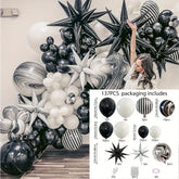 137PCS Black and White Balloon Garland Arch Kit for Birthday Weddings Disco Parties and Other Scene Decoration Items