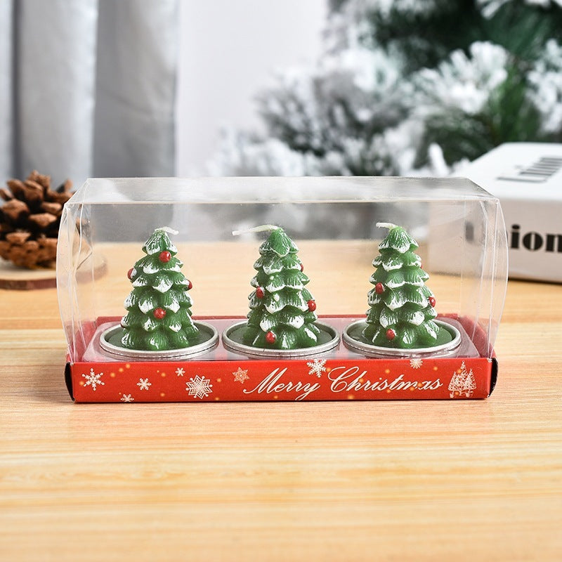Laser-Cut Christmas Painted Candle Set of 3