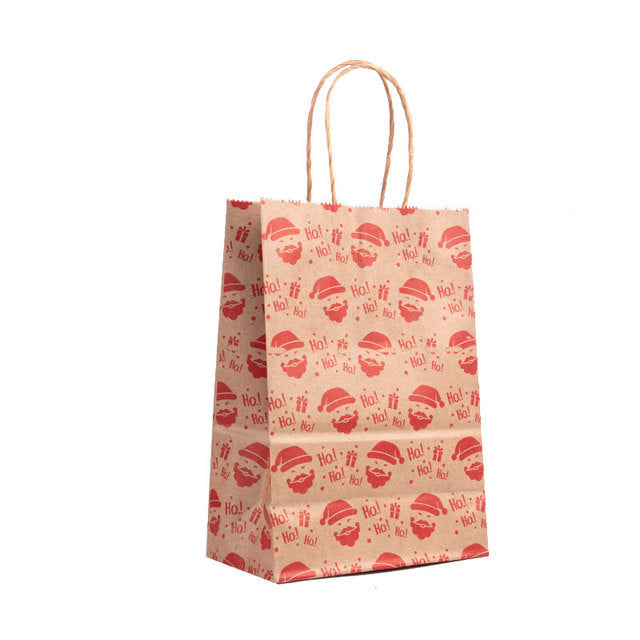 Christmas Kraft Paper Gift Bags Set of 5