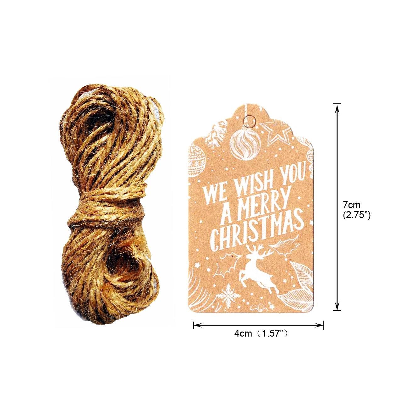Kraft Paper Christmas Gift Tags Set of 50