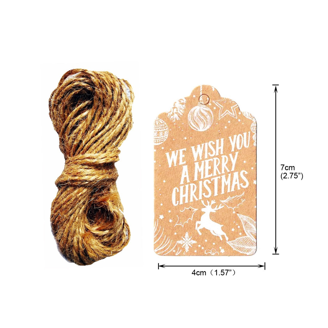 Kraft Paper Christmas Gift Tags Set of 50
