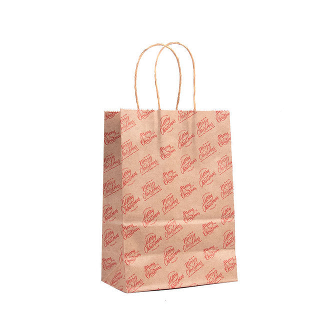 Christmas Kraft Paper Gift Bags Set of 5