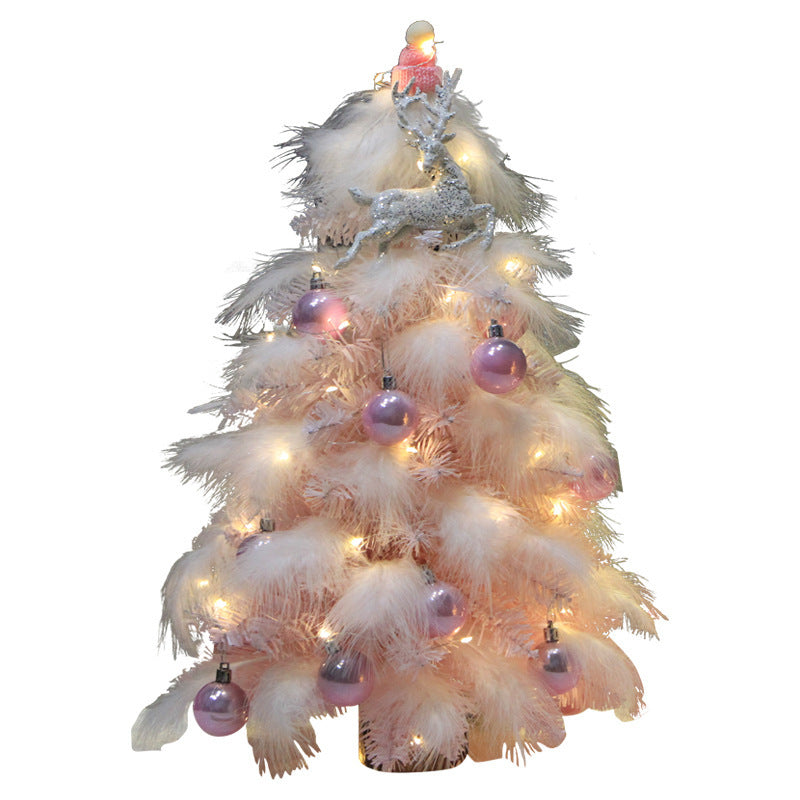 Pink Feather Mini Christmas Tree with LED Lights