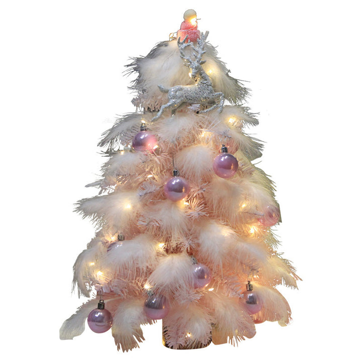 Pink Feather Mini Christmas Tree with LED Lights