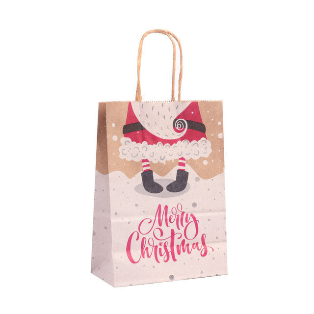 Christmas Kraft Paper Gift Bags Set of 5