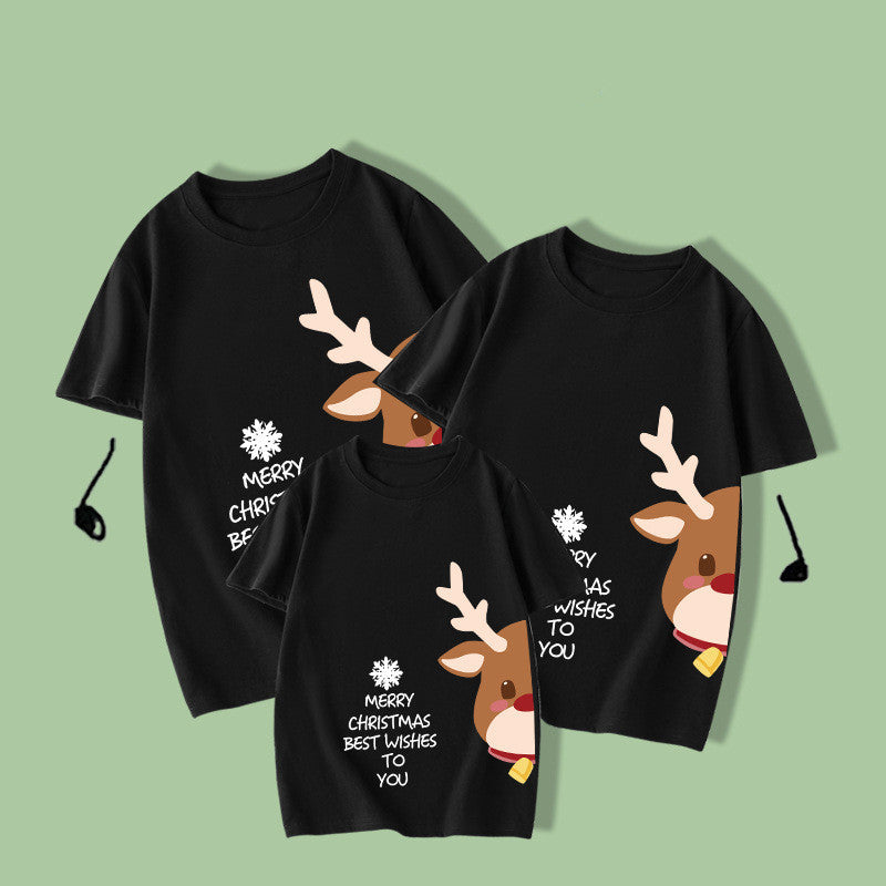 Christmas Red Parent-Child Suit Deer Short-Sleeved T-Shirt