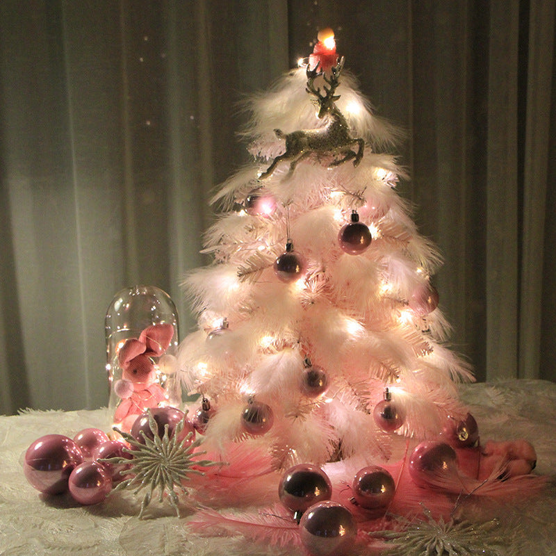 Pink Feather Mini Christmas Tree with LED Lights
