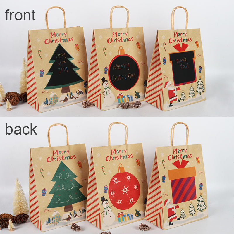 Christmas Kraft Paper Gift Bags Set of 5
