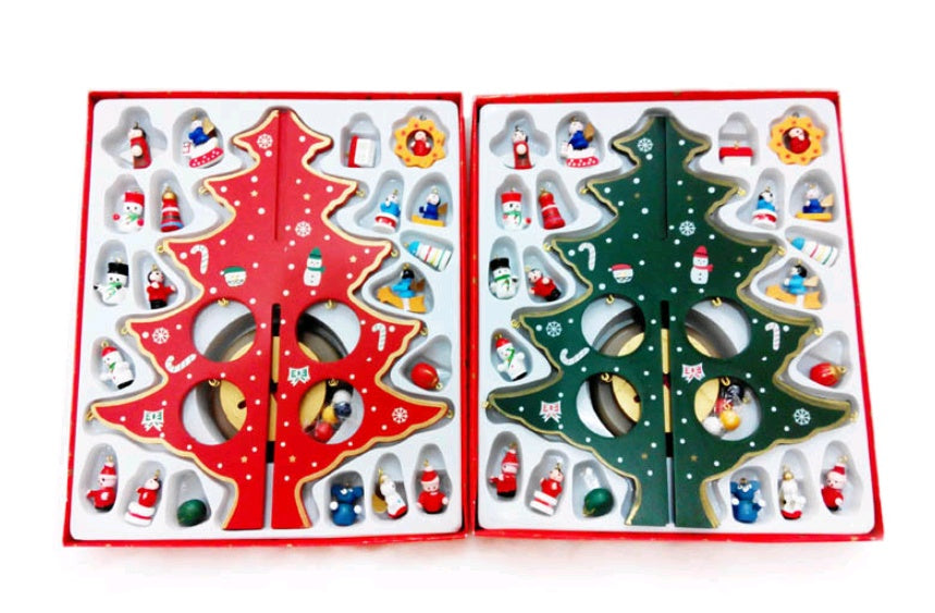 Hand-Painted Wooden Christmas Tree Decoration