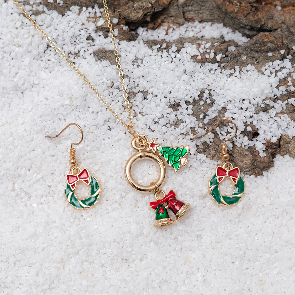 Christmas Geometric Metal Necklace & Earring Set