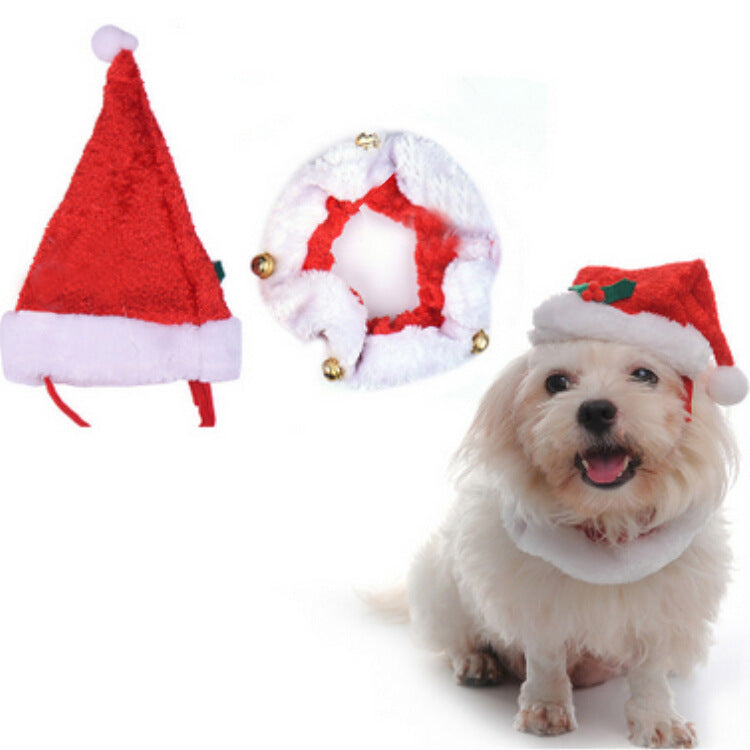 Christmas & Halloween Pet Hat and Collar Set