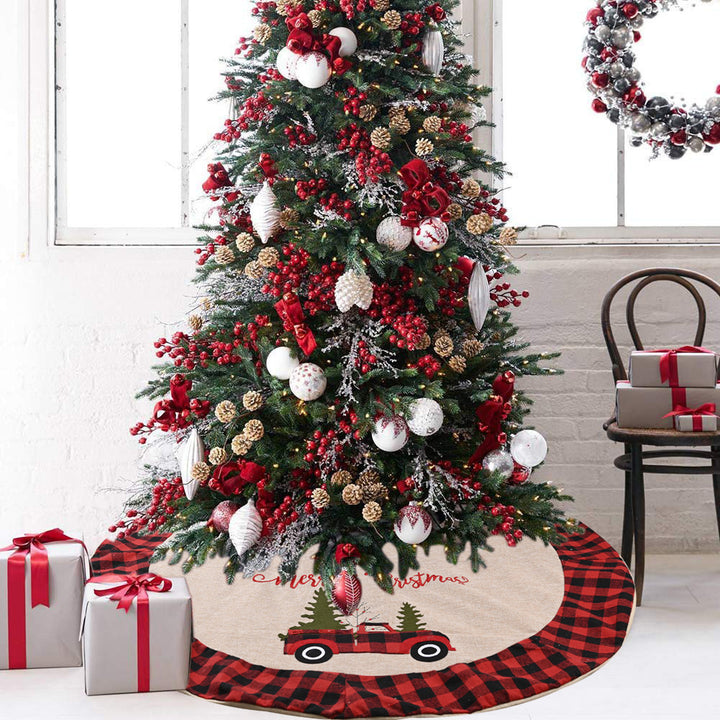 Natural Linen Christmas Tree Skirt 120cm