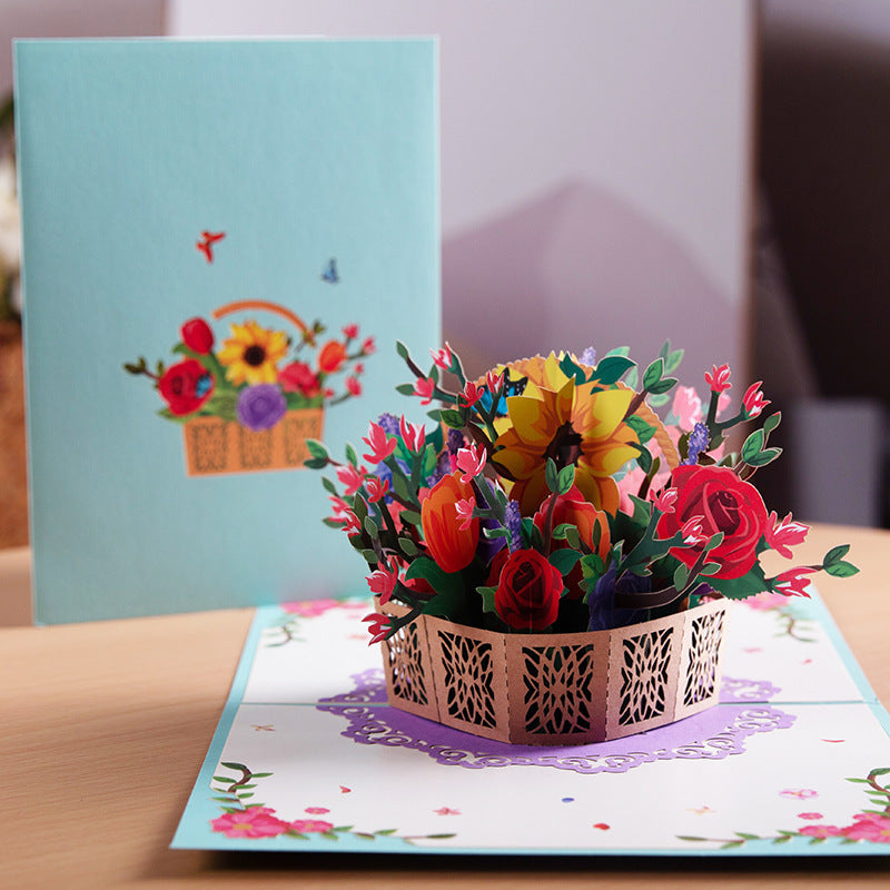 3D Pop-Up Flower Bouquet Greeting Card