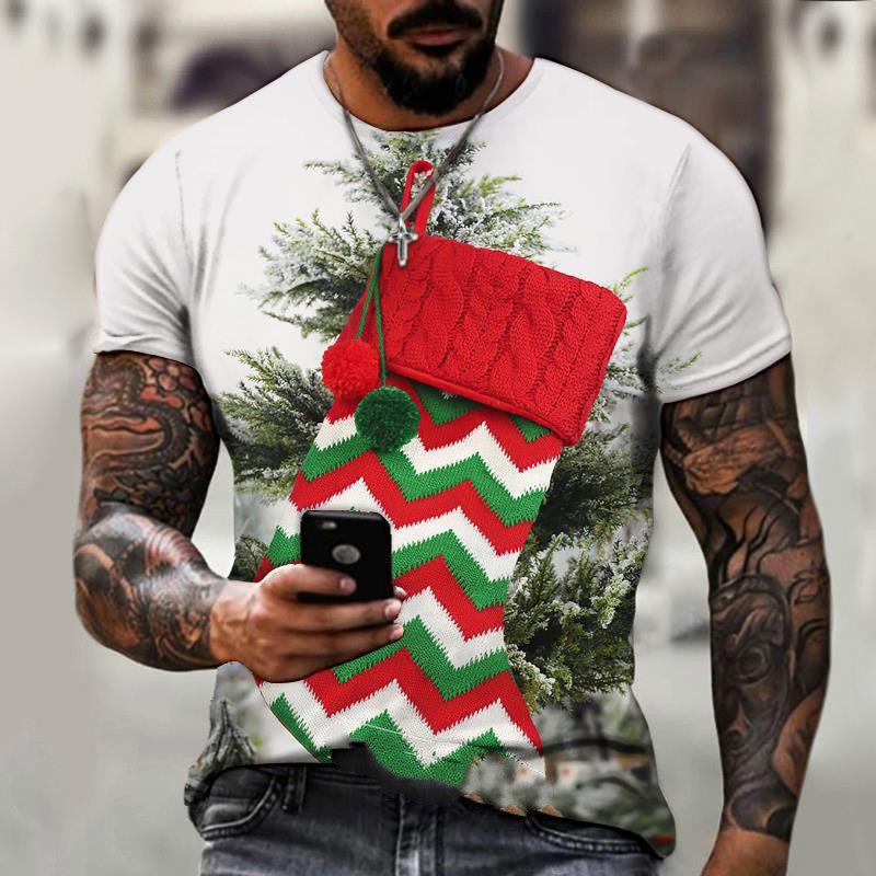 Herren Weihnachts T-Shirt – 3D Digitaldruck, Kurzarm, Polyester, Lässig, Für Sport & Outdoor – Passend Für Alle Jahreszeiten Herren Weihnachts T-Shirt – 3D Digitaldruck, Kurzarm, Polyester, Lässig, Für Sport & Outdoor – Passend Für Alle Jahreszeiten