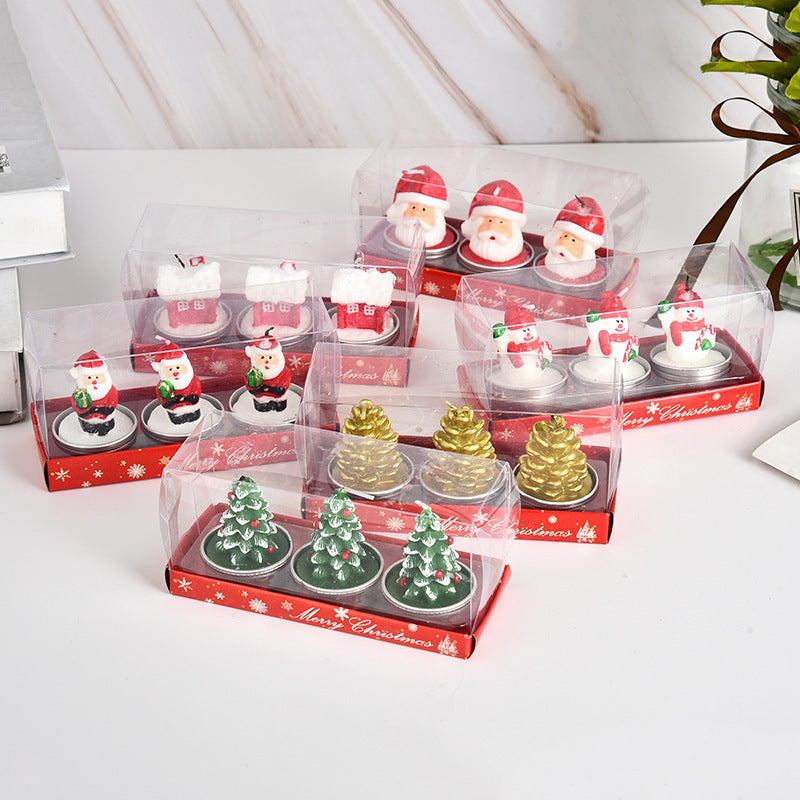 Laser-Cut Christmas Painted Candle Set of 3