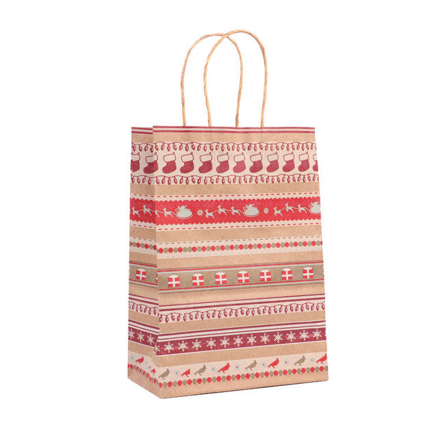 Christmas Kraft Paper Gift Bags Set of 5