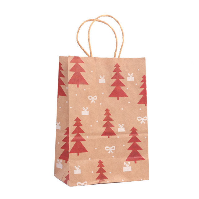 Christmas Kraft Paper Gift Bags Set of 5