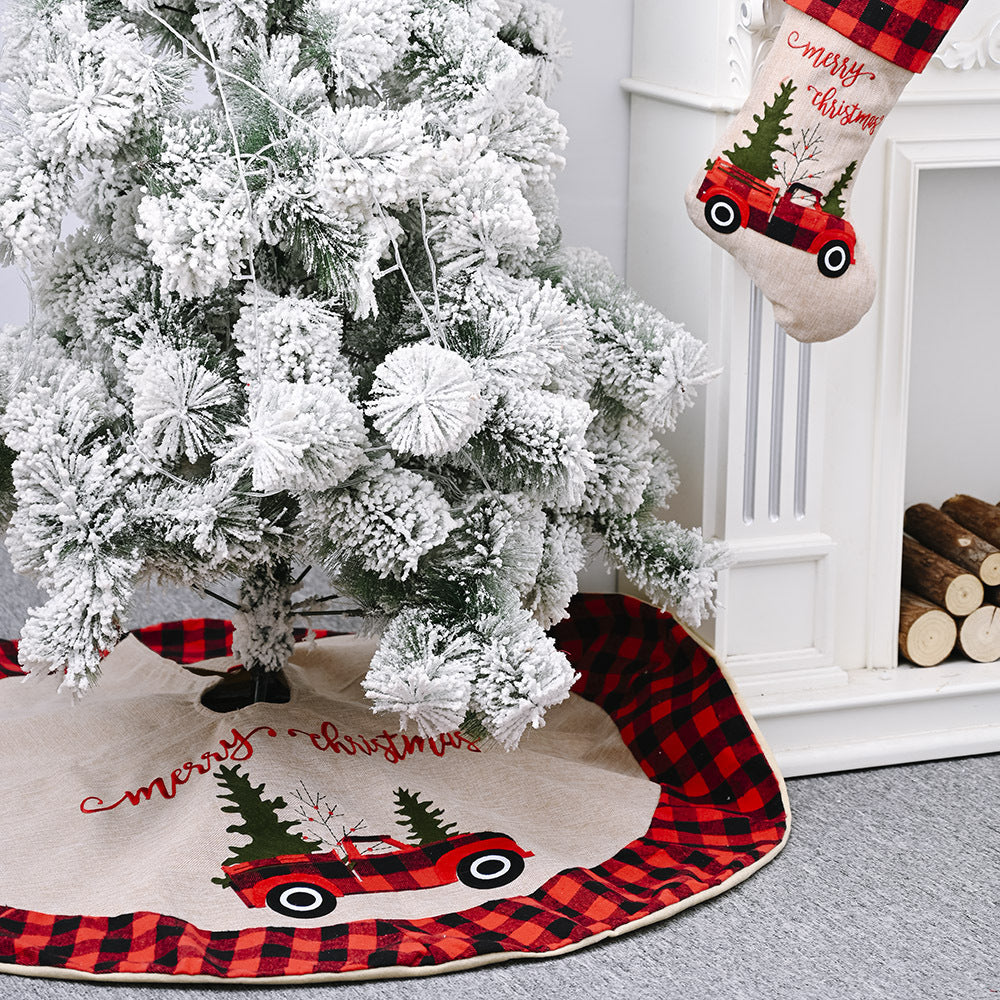 Natural Linen Christmas Tree Skirt 120cm