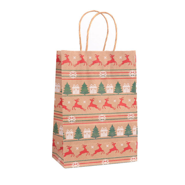 Christmas Kraft Paper Gift Bags Set of 5