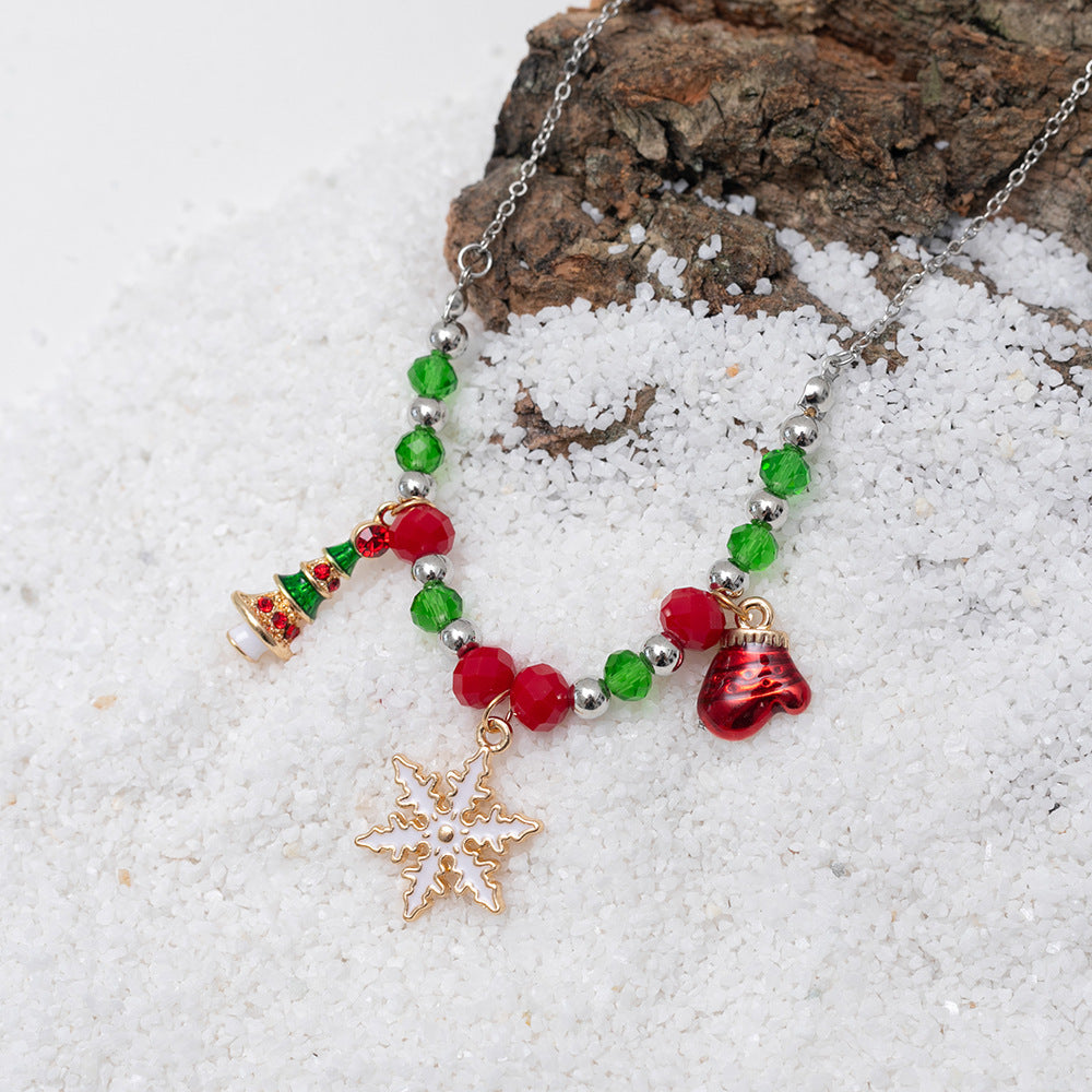Christmas Geometric Metal Necklace & Earring Set