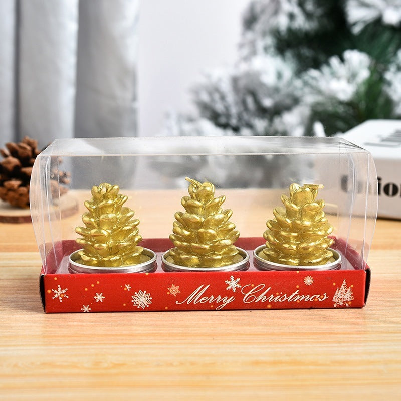 Laser-Cut Christmas Painted Candle Set of 3