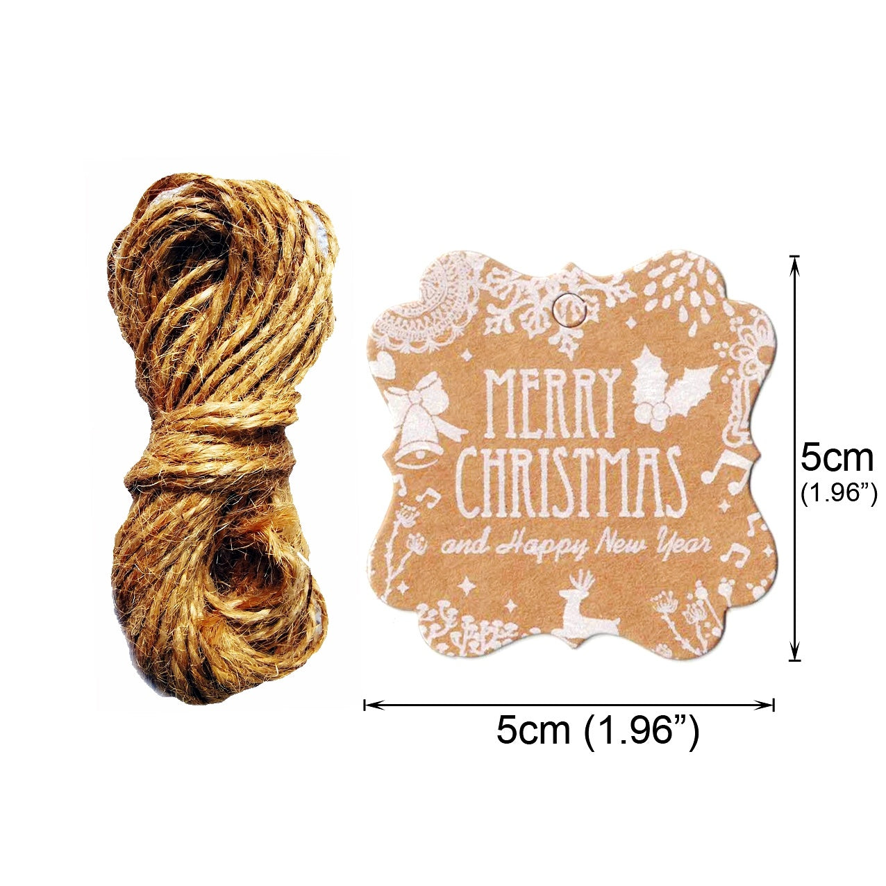 Kraft Paper Christmas Gift Tags Set of 50