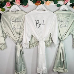 Sega Personalised Bride Kimono Wedding Bridesmaid Custom Lace Robes Bride to Be Dressing Gown Satin Silk Personalized Name Gifts