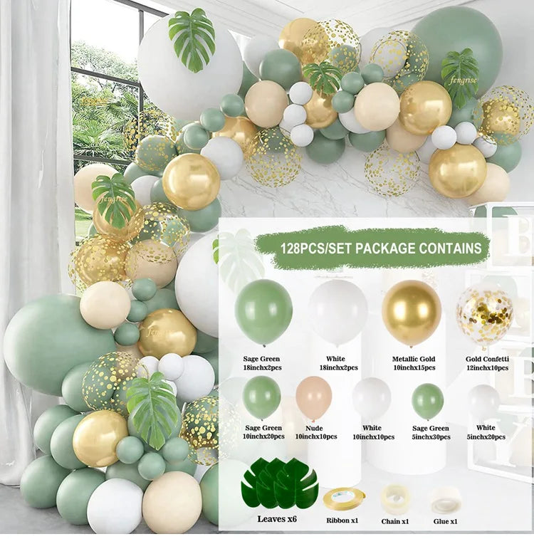 Sage Green Balloon Garland Arch Kit Wedding Birthday Party Decoration Kids Adult Wedding Balloons Baby Shower Decor Globos
