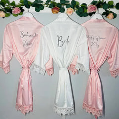 Sega Personalised Bride Kimono Wedding Bridesmaid Custom Lace Robes Bride to Be Dressing Gown Satin Silk Personalized Name Gifts