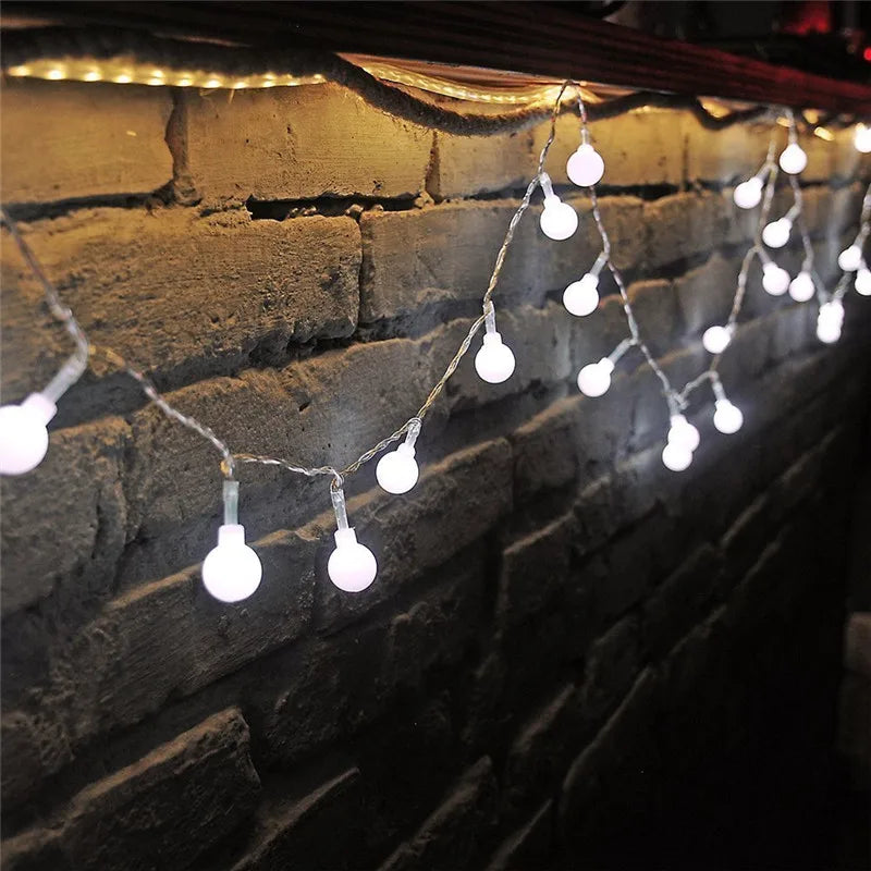 AA Battery Power LED Ball Garland Lights Fairy String Waterproof Outdoor Lamp Christmas Holiday Wedding Party Lights Decoration