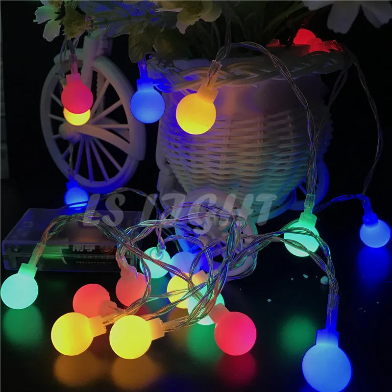 AA Battery Power LED Ball Garland Lights Fairy String Waterproof Outdoor Lamp Christmas Holiday Wedding Party Lights Decoration