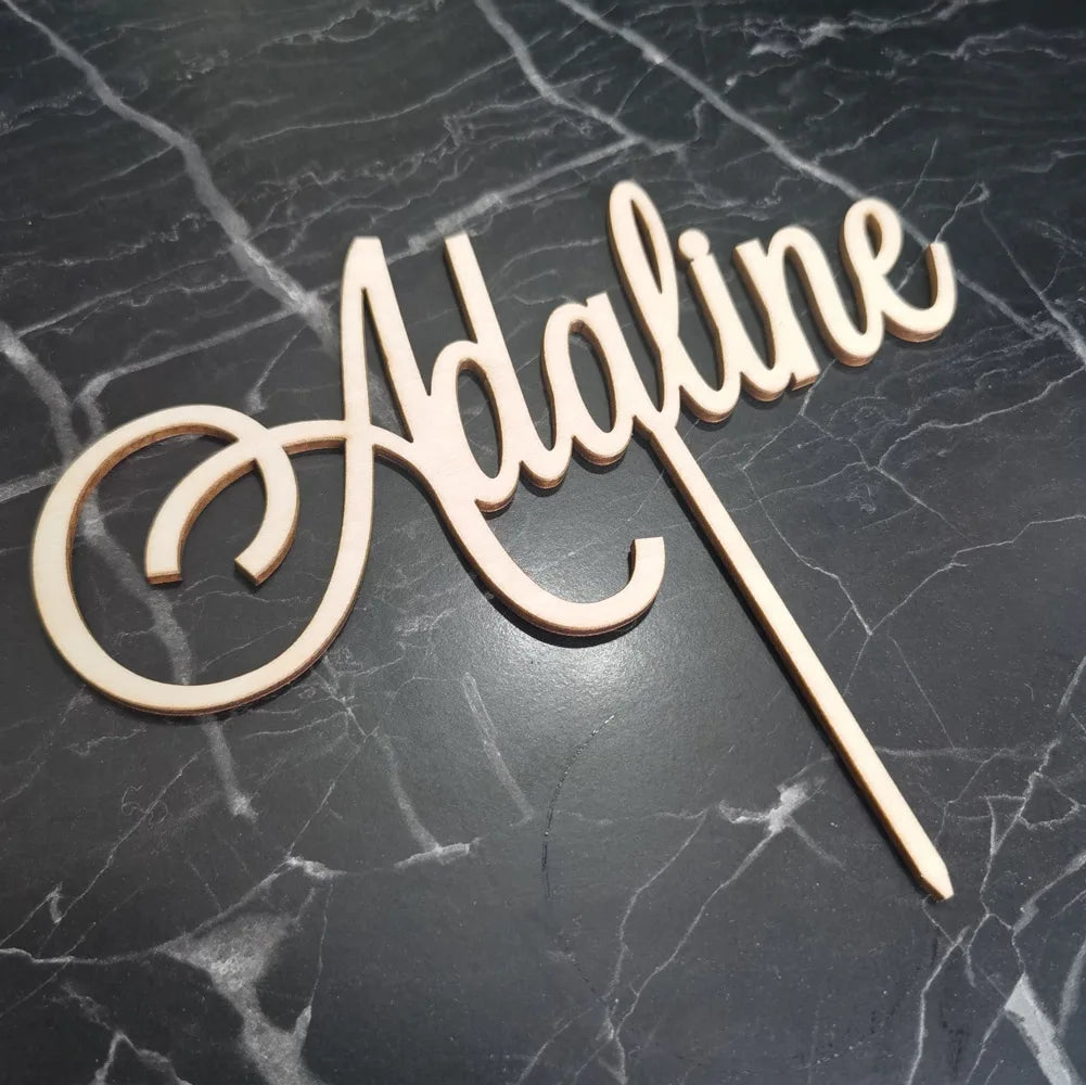 Personalized Name Wooden Acrylic Cake Topper, Custom Happy Birthday Cake Topper Party Decoration Kids Birthday Party Supplies