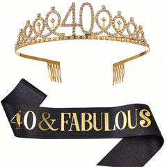 Birthday Tiara Crown Sash Women Girls 30Th 40Th 50Th 60Th 70Th 80Th Fabulous Happy Birthday Party Decoration Favor Gifts