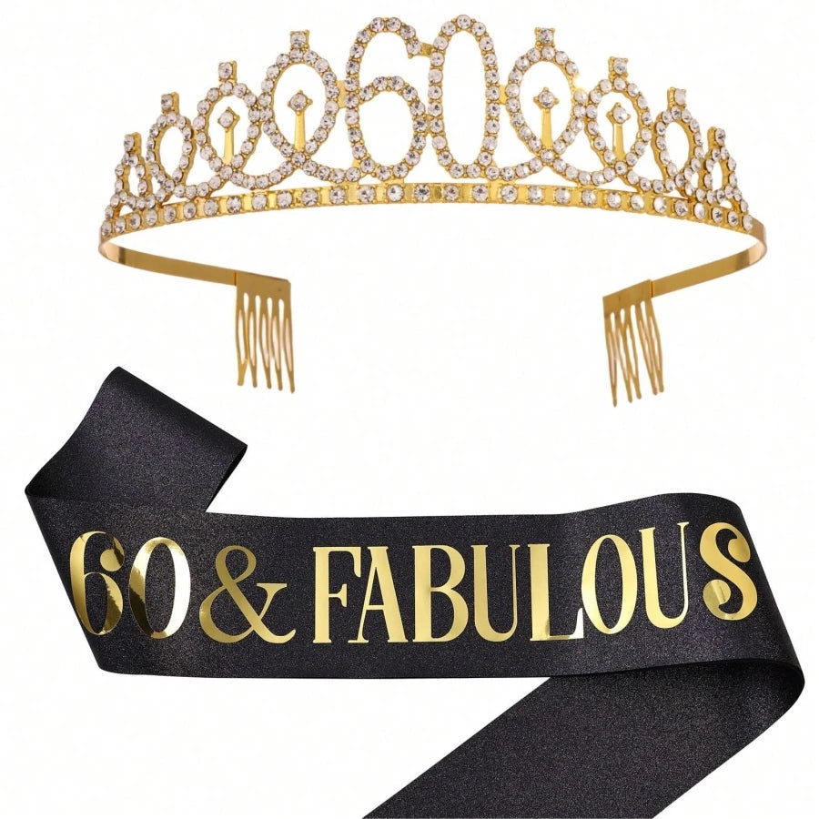 Birthday Tiara Crown Sash Women Girls 30Th 40Th 50Th 60Th 70Th 80Th Fabulous Happy Birthday Party Decoration Favor Gifts