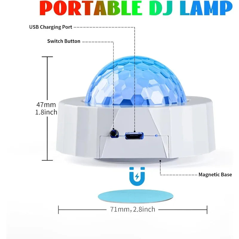 Car Disco Ball Rechargeable Battery Mini Disco Ball for Car Music Sound Activated Multicolor Car Disco Lights Inside Your Car